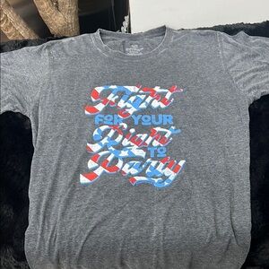 Heather Gray Short Sleeve Tee with American Flag Graphic
